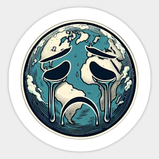 sad face planet earth Sticker